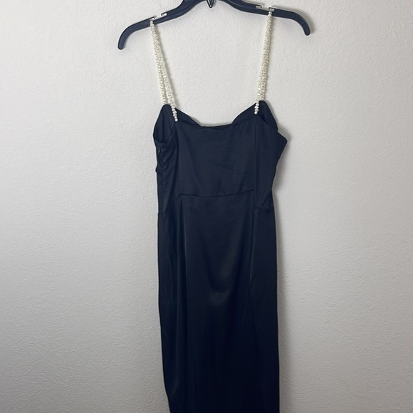 Zara satin midi dress with faux pearl straps - Picture 8 of 9